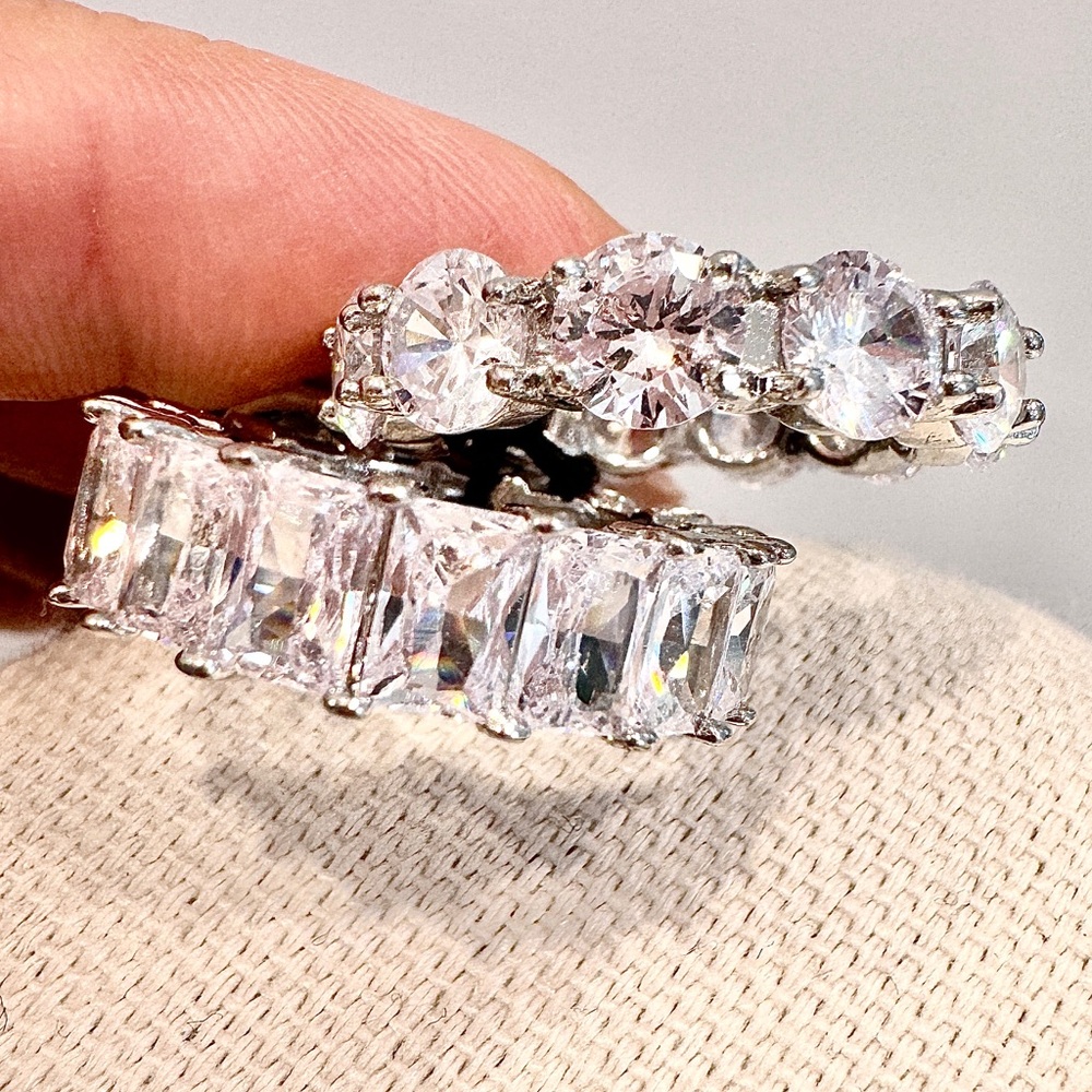 Pair of Chunky CZ Eternity Band Rings